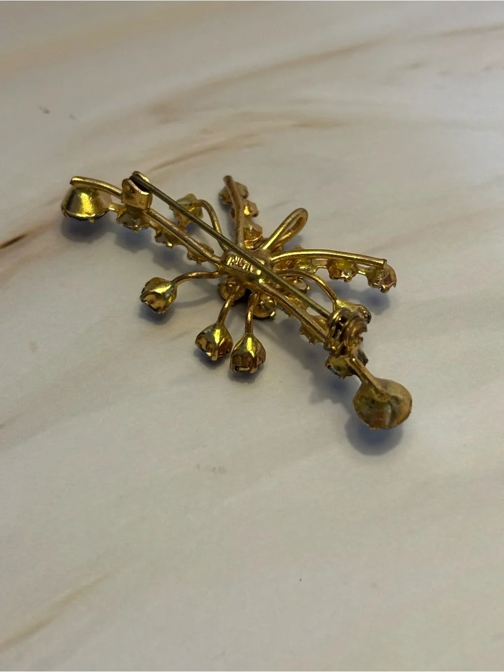 Austria AB Crystal Star Burst Brooch/Pendant 2-3/16”